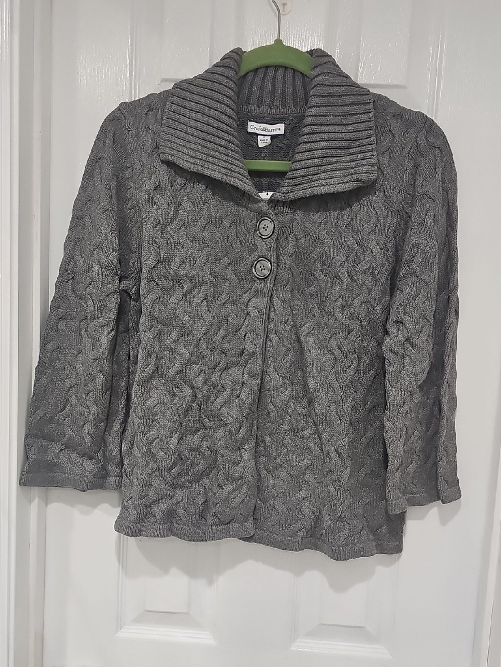 croft & barrow Gray Cable Knit Shawl Collar Cardigan